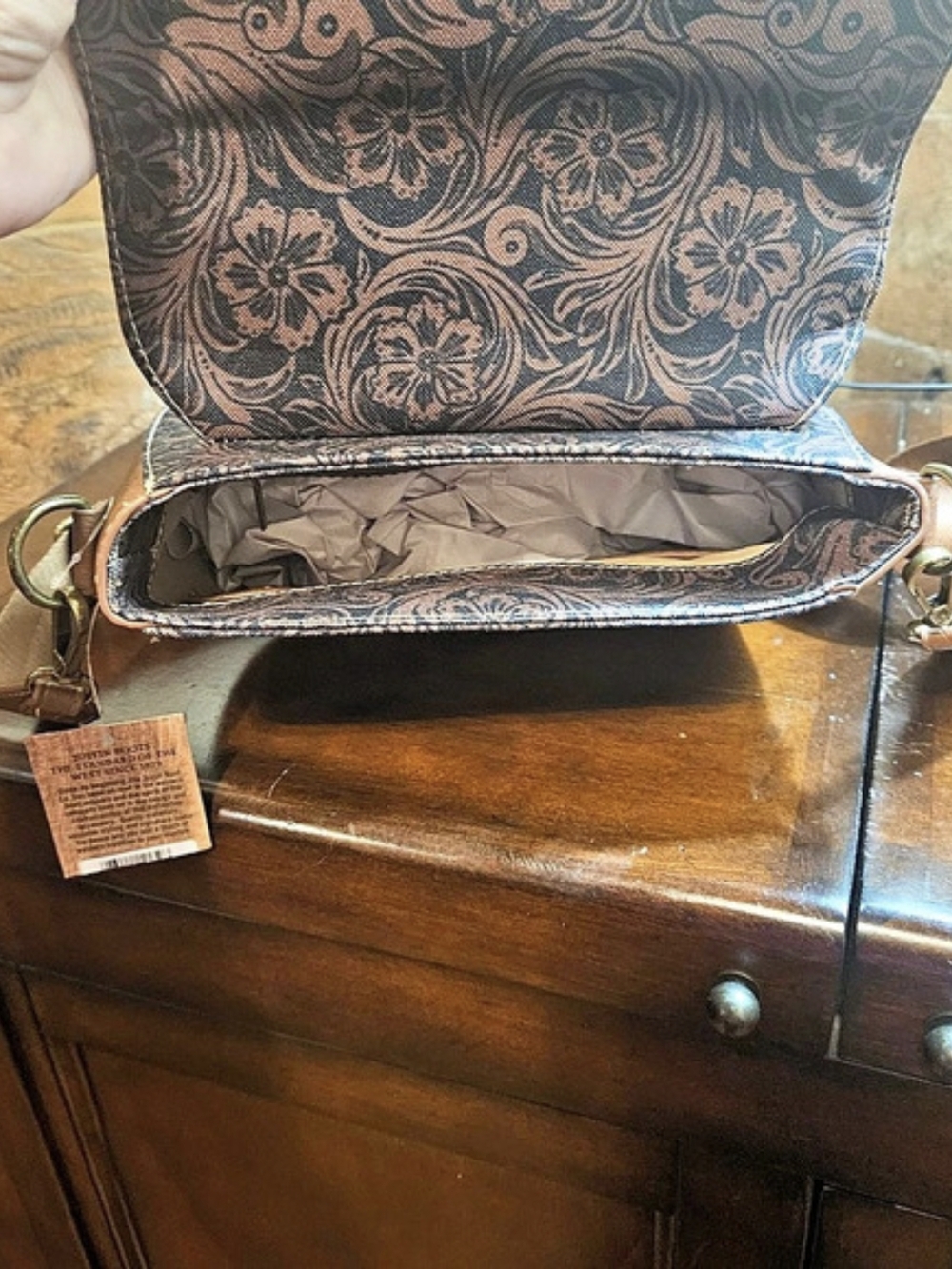 Justin Floral Crossbody Bag in Brown & Black NWT - Picture 8 of 12